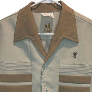 IOLANI Executive Mens Khaki Tan Short Sleeve Button Up Shirt Large Relaxed Fit‎